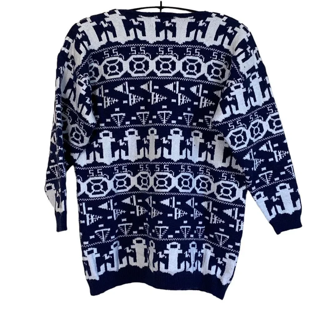BABO Vintage Hand Knit Los Angeles Nautical Design Sweater One Size XL